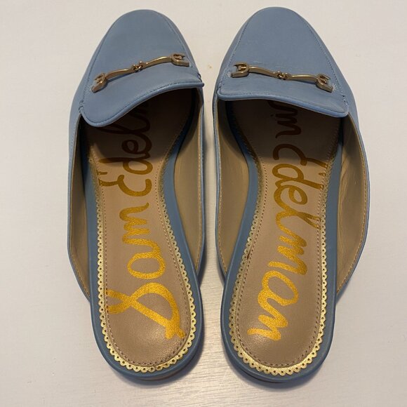 Sam Edelman Blue Leather Horse Bit Mule Shoes - Picture 4 of 5